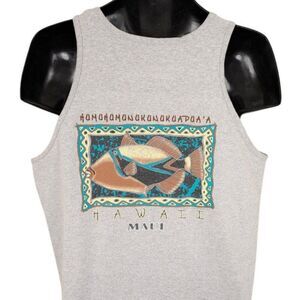 Hawaiian Triggerfish Tank Top Mens Size Large Gray Humuhumunukunukuapuaa Fish